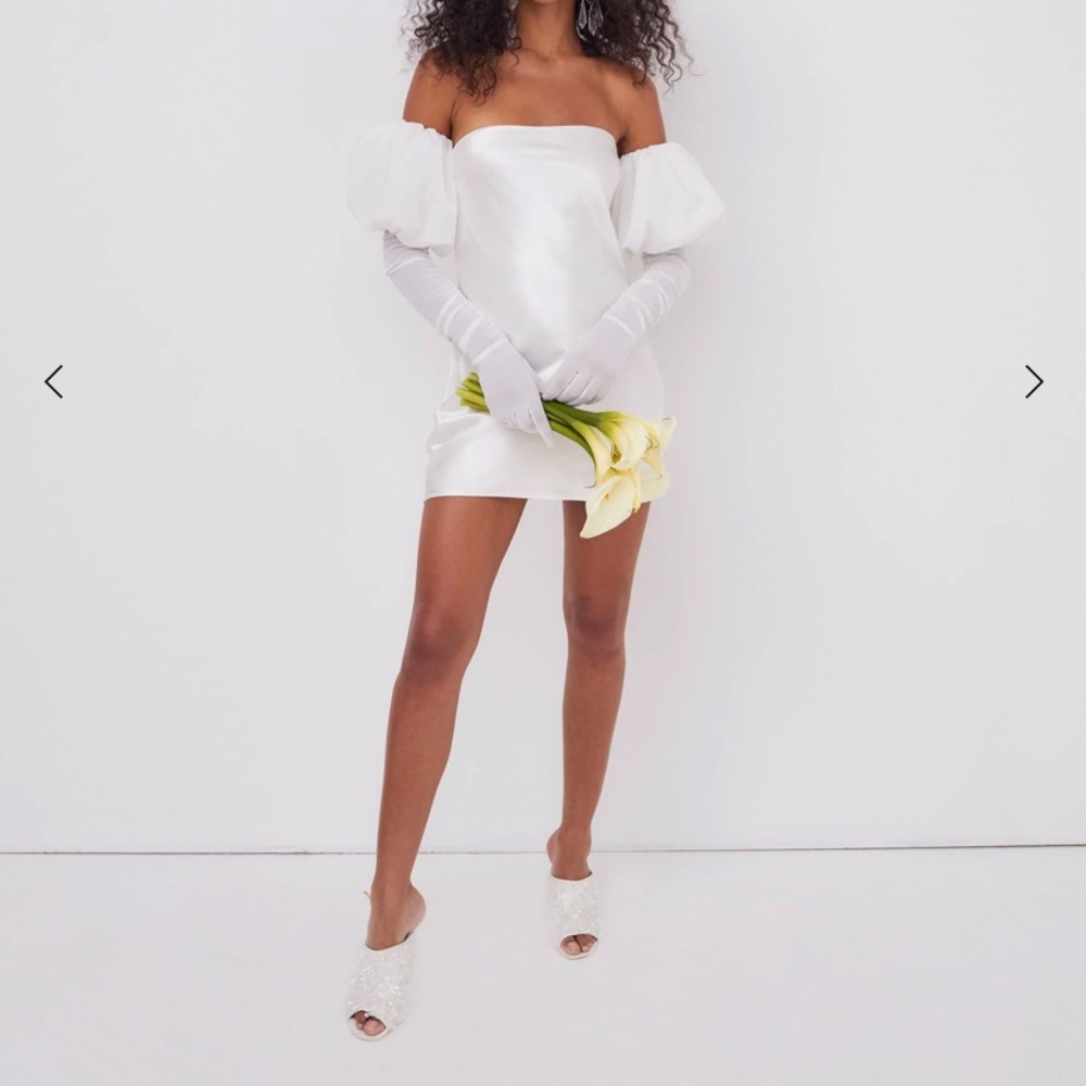 For Love and Lemons Hazel Mini Dress- White Satin mini dress
